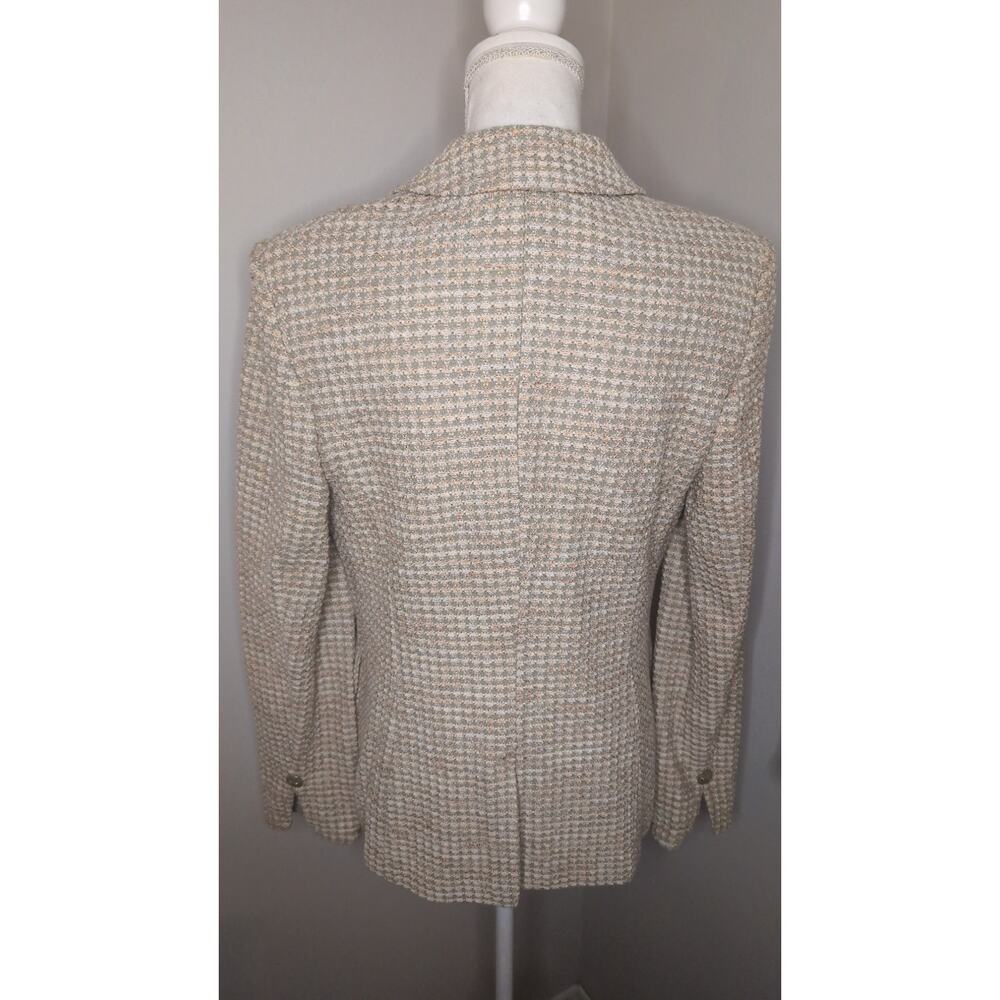St. John pastel neutral tweed fringe blazer skirt set - Picture 5 of 12